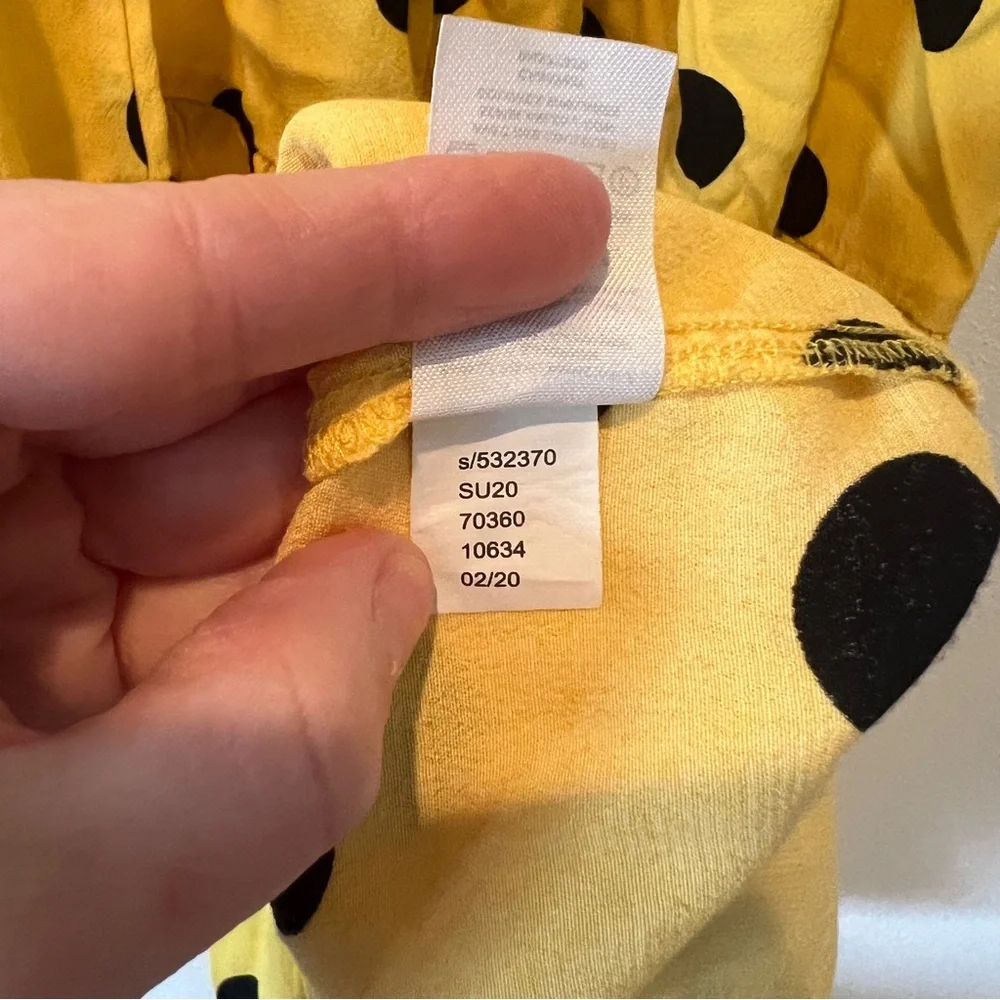 Ann Taylor Yellow and Black Polka Dot Maxi Dress Tiered Skirt Buttons Size 12 - Picture 6 of 9